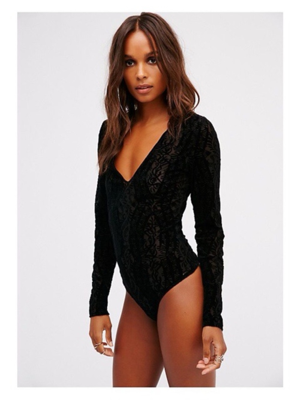 Intimately by Free People On The Dance Floor Velvet Burnout Bodysuit